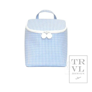 TRVL - Take Away Gingham Sky Lunch Bag with Zipper