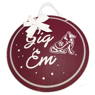 Gig 'Em Maroon Spirit Wooden Door Hanger