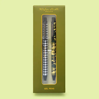 Gel Pen Set - Camo + Gray Gingham - 2 Piece Set