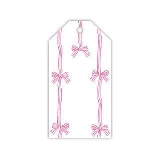 Handpainted Pink Bow Stripe Gift Tag