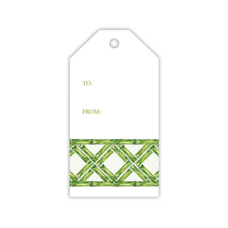 Handpainted Green Interlocking Bamboo Gift Tag