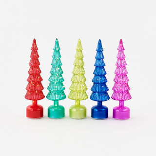 Revolving Lighted Glass Tree - Jewel Tones