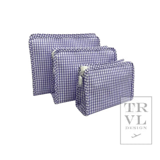 TRVL - Roadie MEDIUMLilac Gingham Zipper Pouch