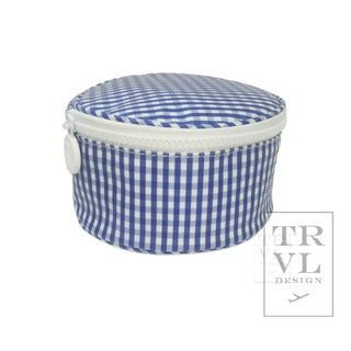 TRVL - Roundup Royal Blue Gingham Jewelry Case