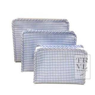 TRVL - Roadie Gingham Mist Zipper Pouch, 3 sizes