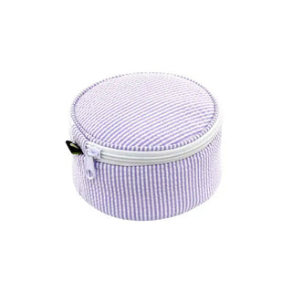 Seersucker Button Jewelry/Cosmetic Zipper Bag - 6"