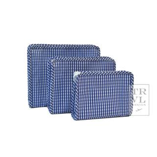 TRVL - Roadie Royal Blue Gingham Zipper Pouch