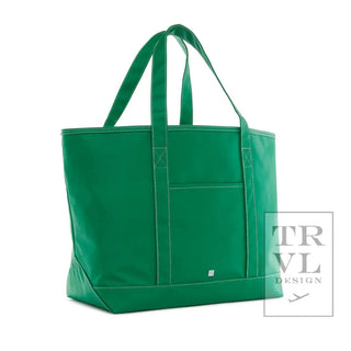 TRVL - Large Maxi Kelly Green Coated Canvas Tote