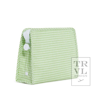 TRVL - Roadie Leaf Green Gingham Zipper Pouch, 3 sizes