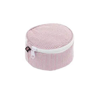 Seersucker Button Jewelry/Cosmetic Zipper Bag - 6"