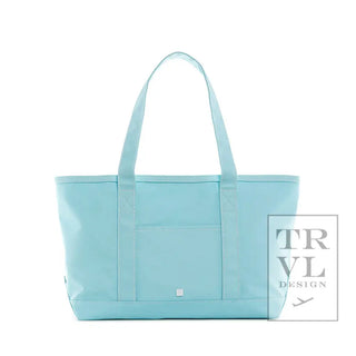 TRVL - Midi Coated Lake Blue Tote with Zipper
