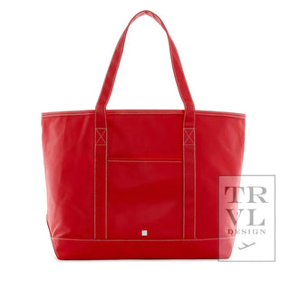 TRVL - Large Maxi Red Coated Canvas Tote