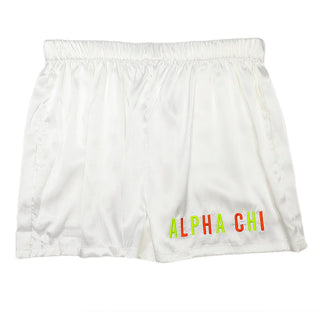 Embroidered Sorority Satin Short