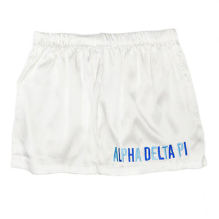 Embroidered Sorority Satin Short
