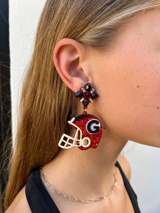 Georgia Red Helmet Earrings