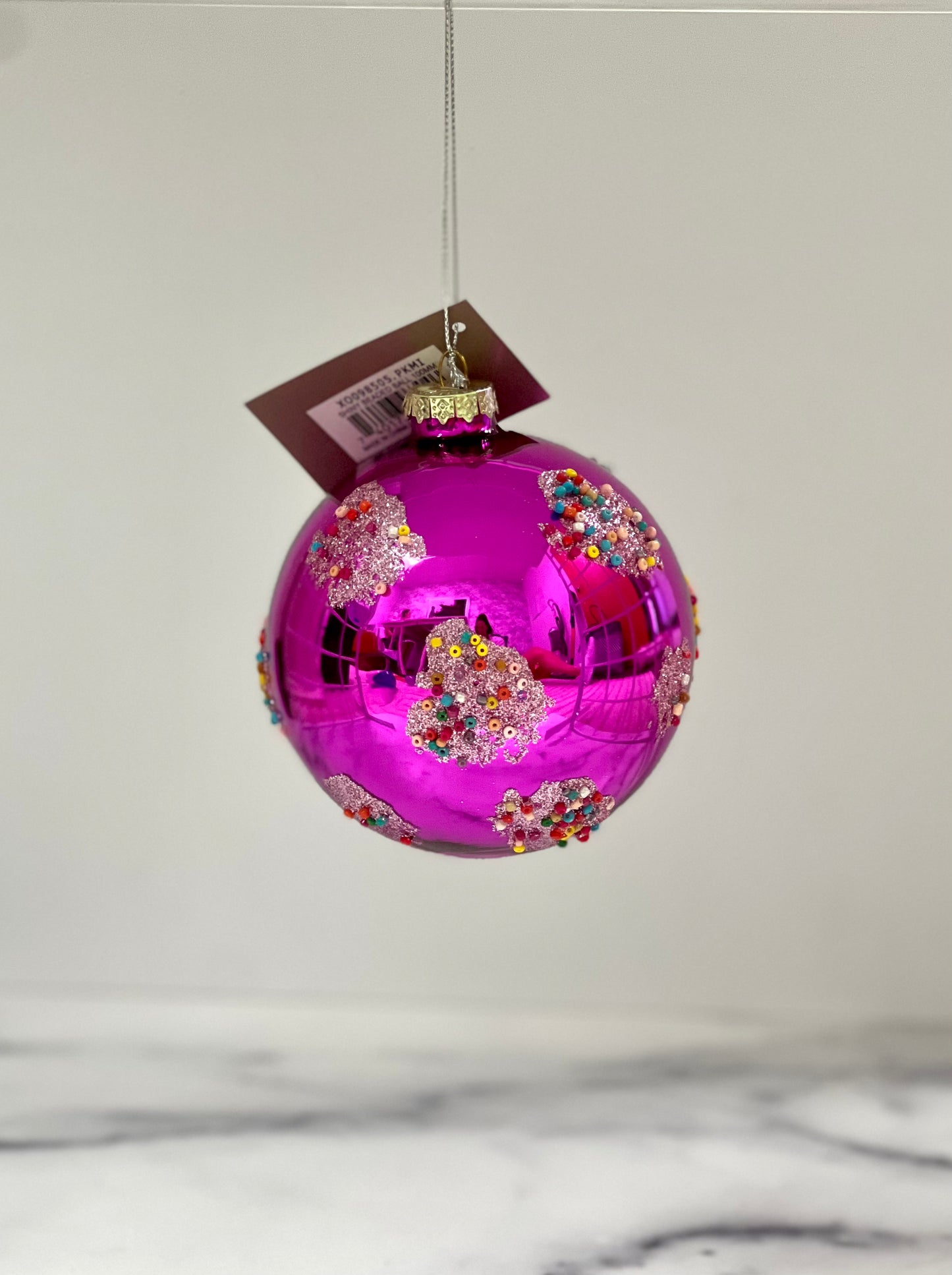 Jim Marvin Shiny Beaded Ball- Fuchsia