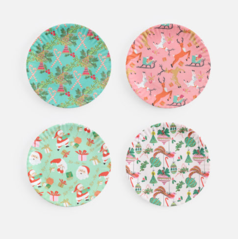 Vintage Christmas Pattern "Paper" Plate Set