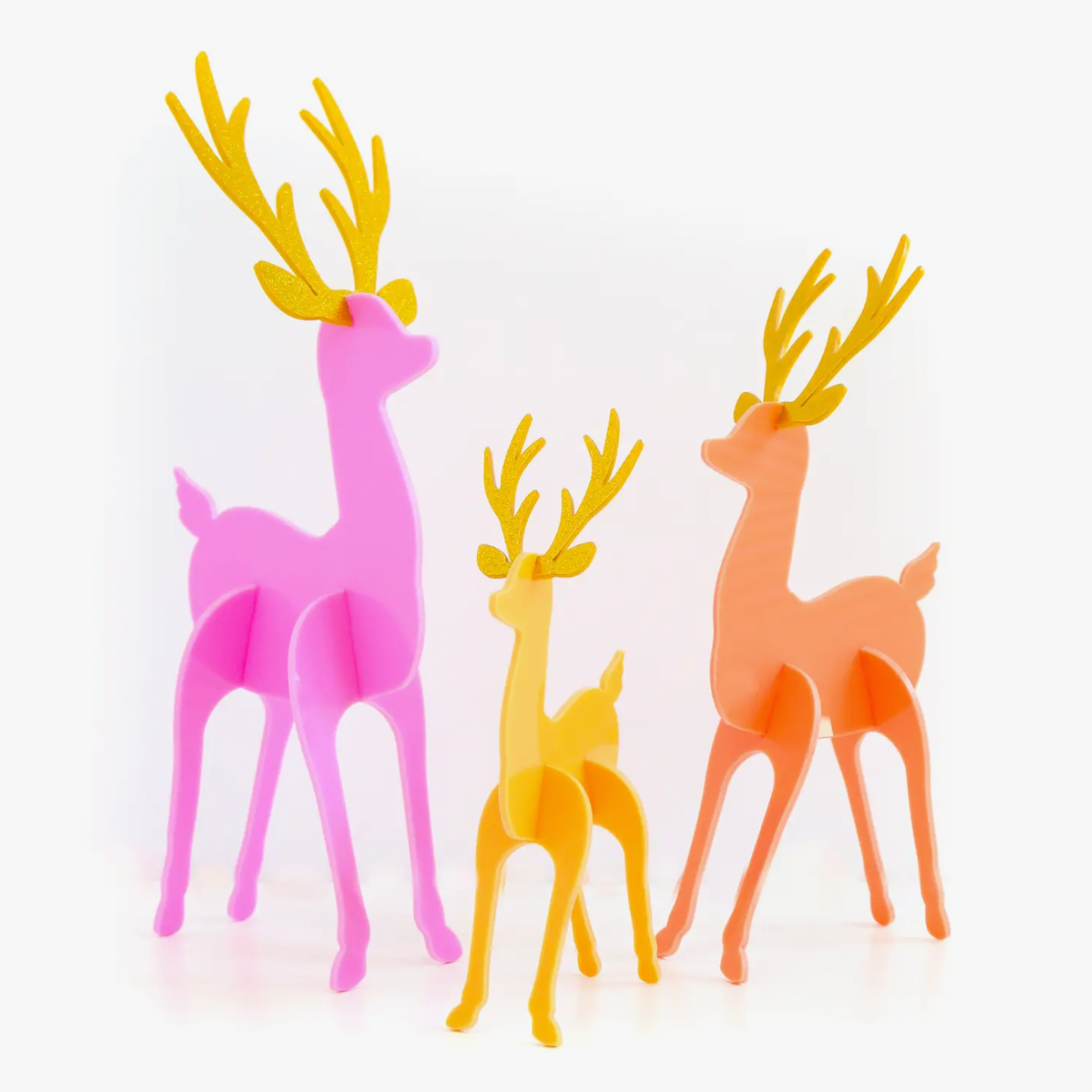 Acrylic Deer Set- Orange/Pink