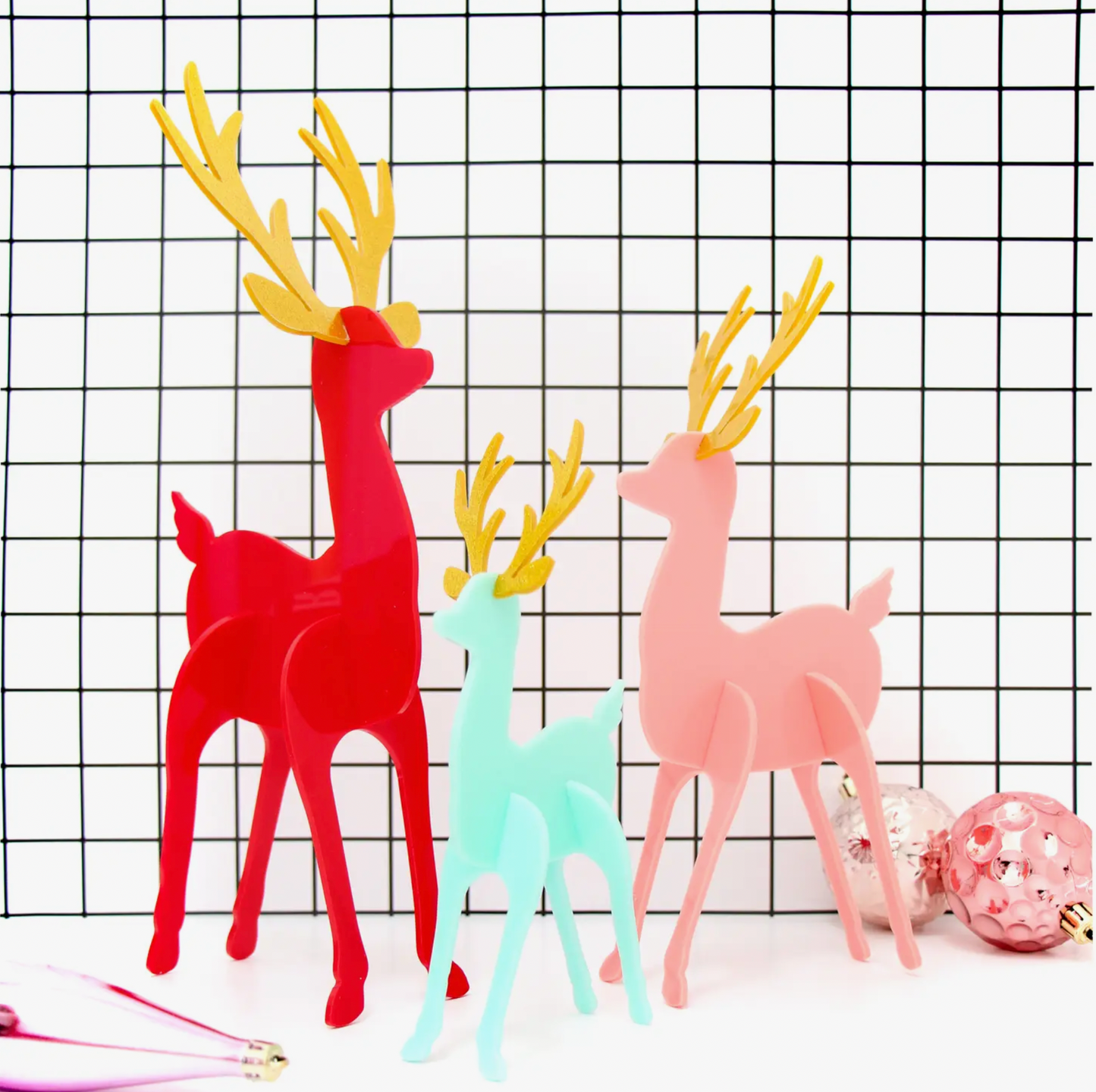Acrylic Deer- Red Set
