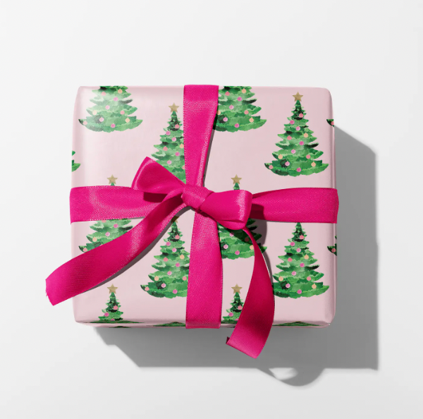 Pink christmas online wrapping paper