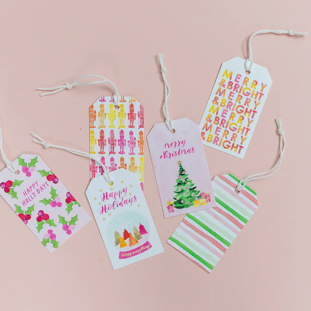 Pink Christmas Tree Gift Tags