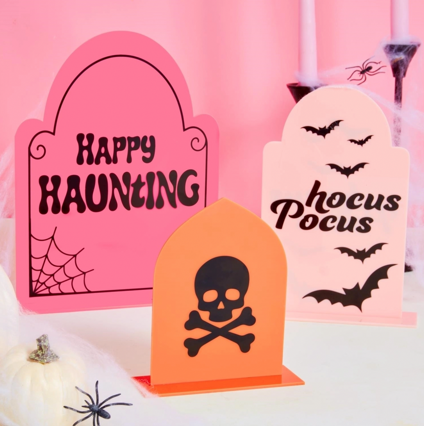Halloween Tombstone Set- Dark Pink/ Light Pink/ Orange
