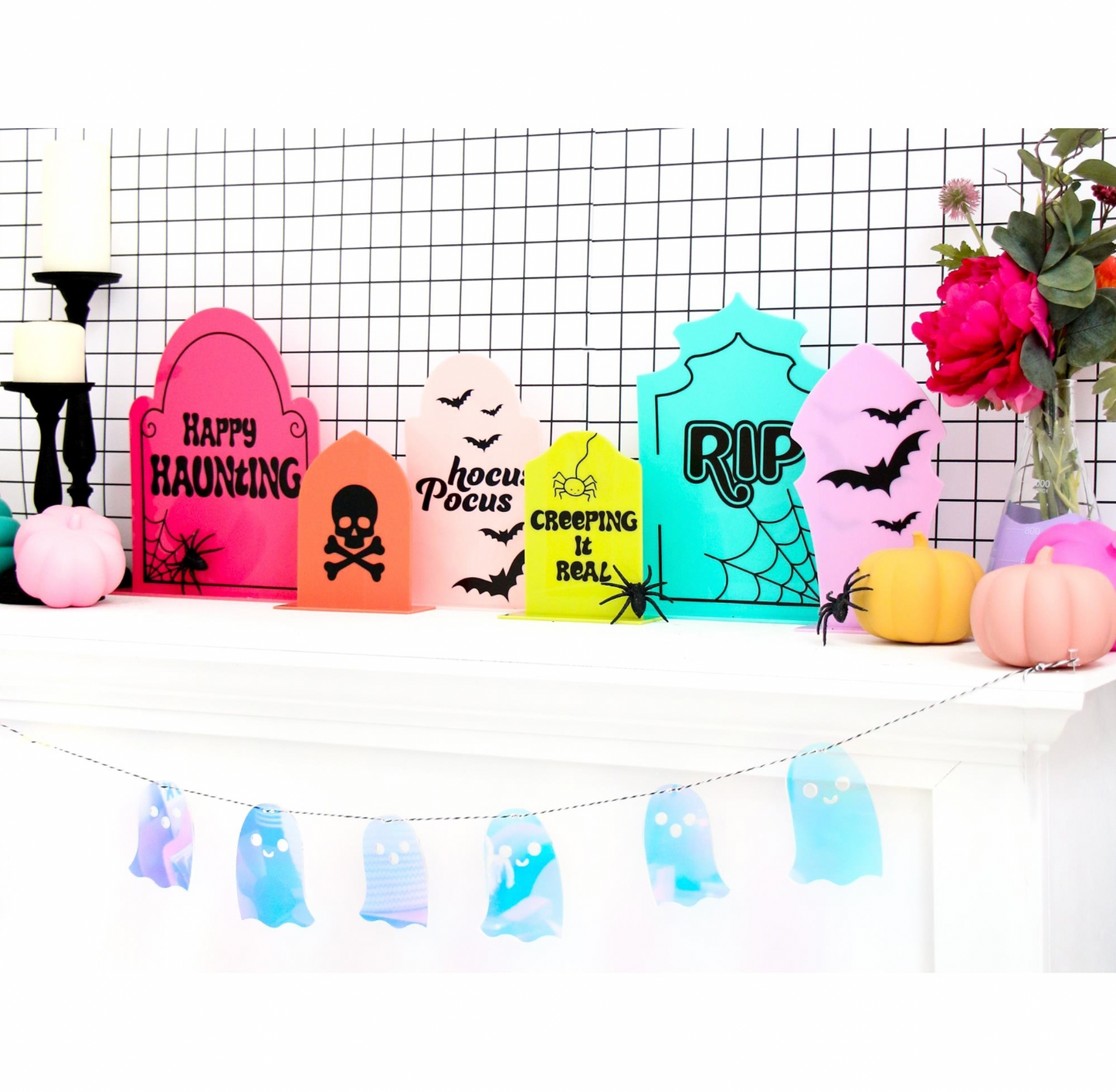 Iridescent Acrylic Ghost Garland