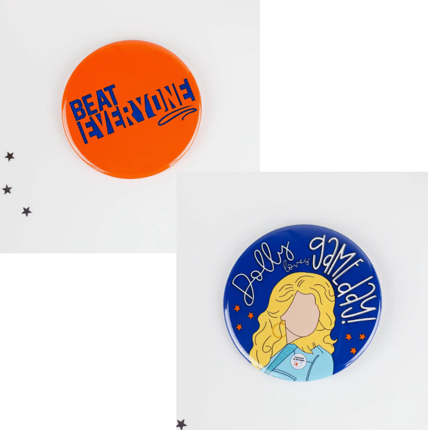 Orange and Navy Gameday Pins