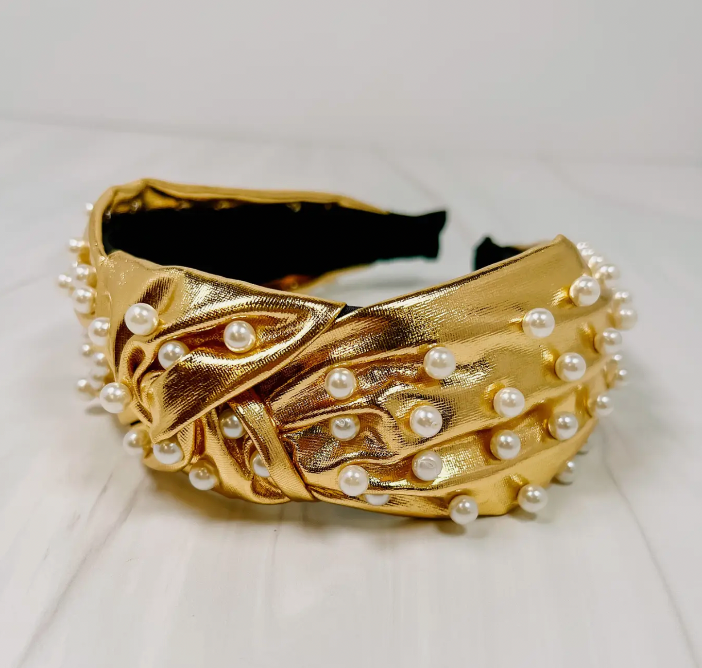 Pearl Studded Gold Headband