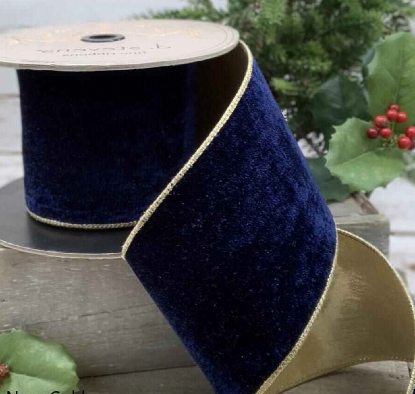 Lush Velvet with Gold Backing - Navy- 2 sizes