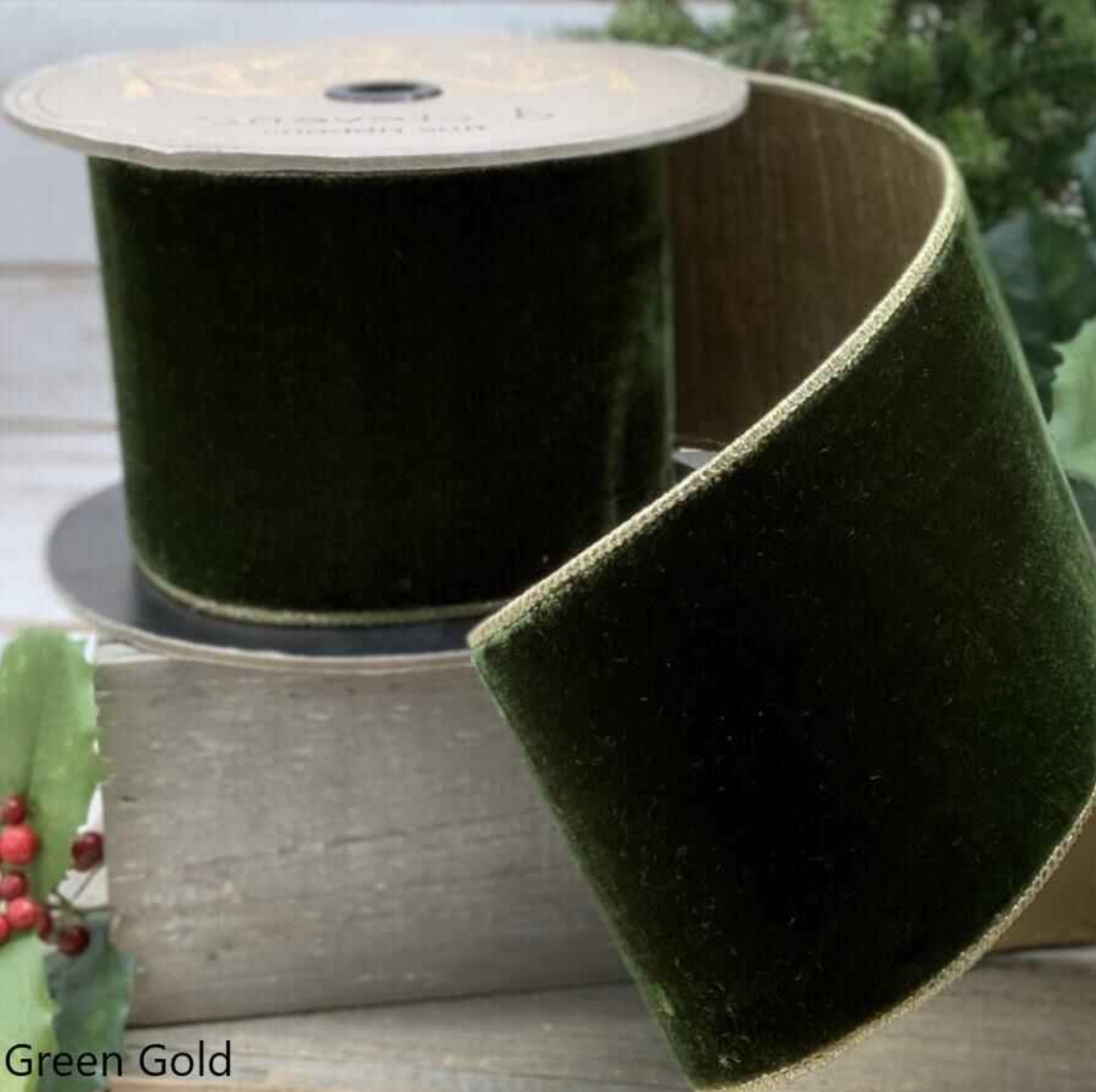 Lush Velvet with Gold Backing - Forest Green- 2 sizes