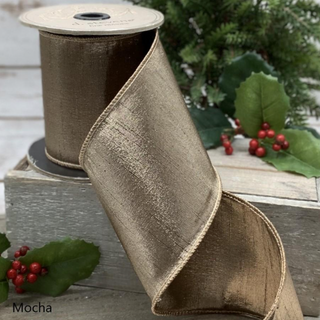 Metallic Dupion Ribbon in Mocha- 2 sizes