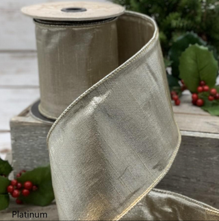 Faux Metallic Dupion in Platinum, 4"