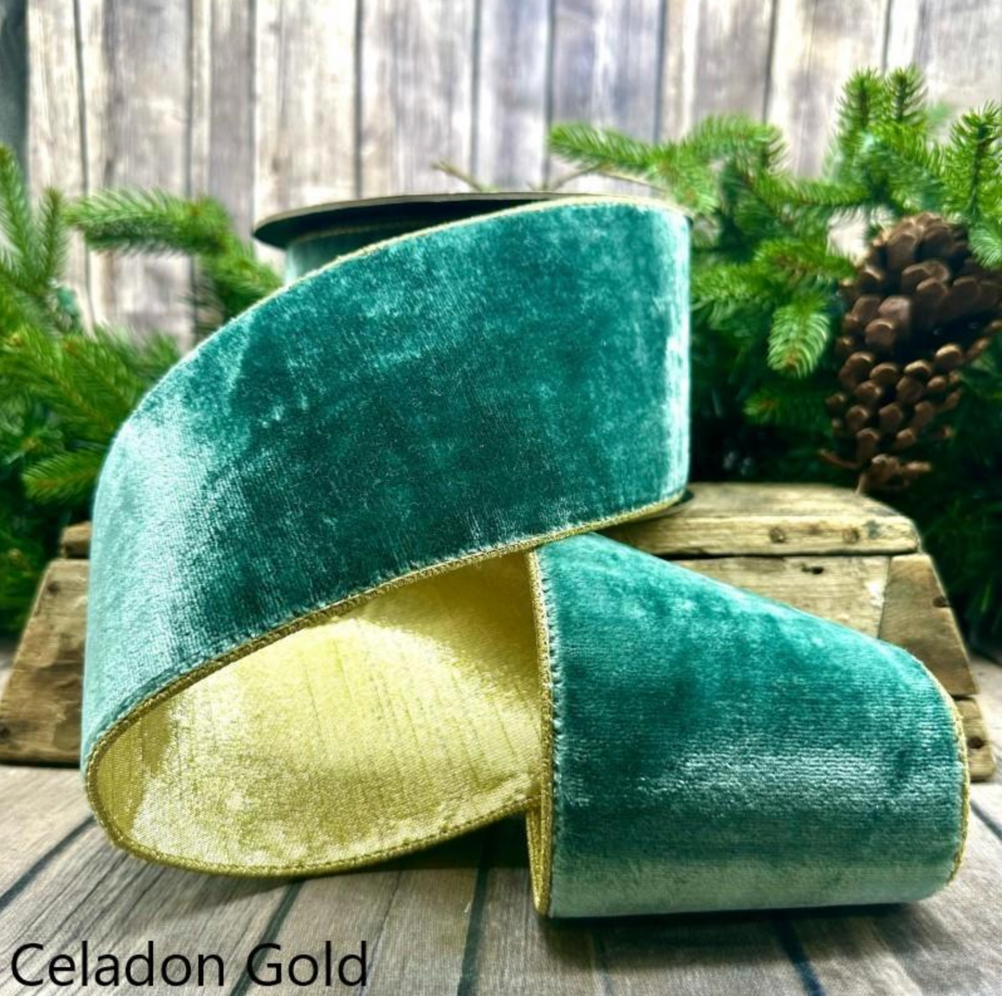 Lush Velvet with Gold Backing - Celadon- 2 sizes