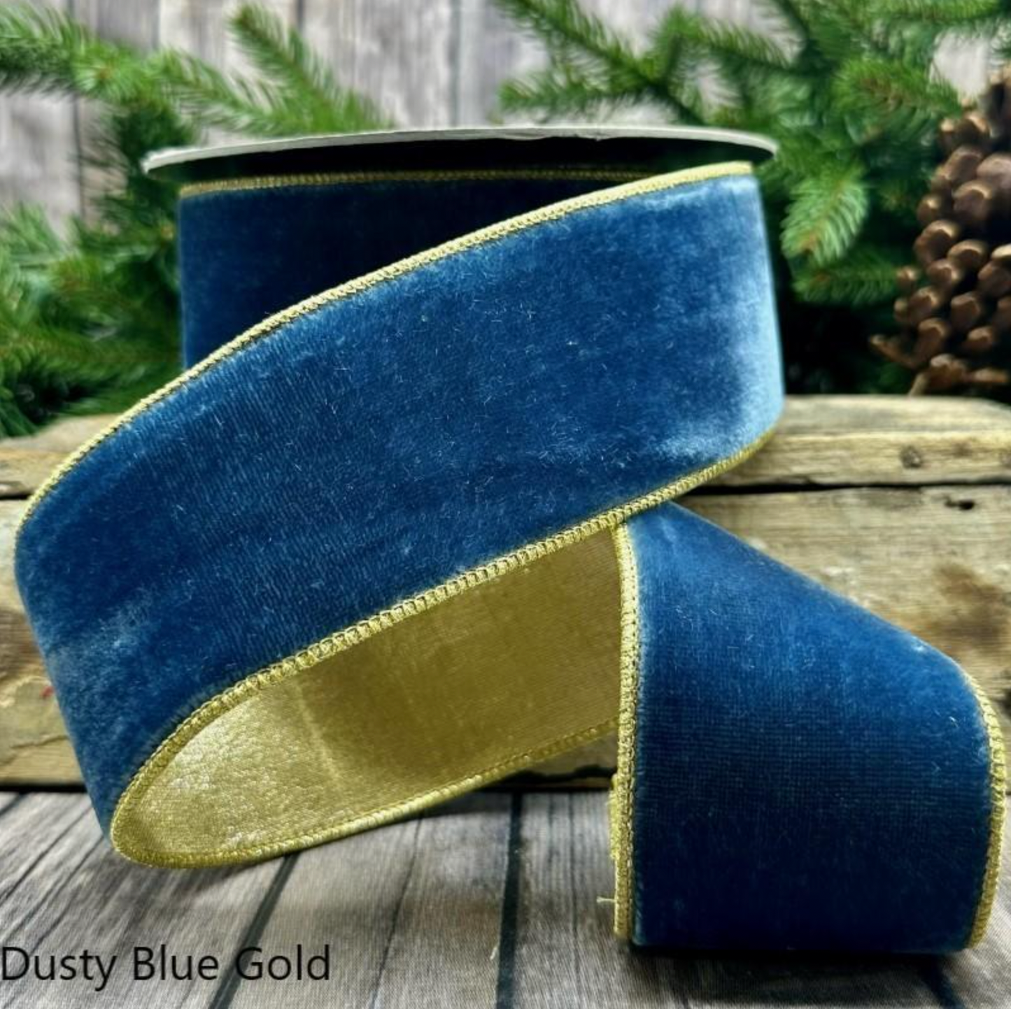 Lush Velvet with Gold Backing - Dusty Blue- 2 sizes