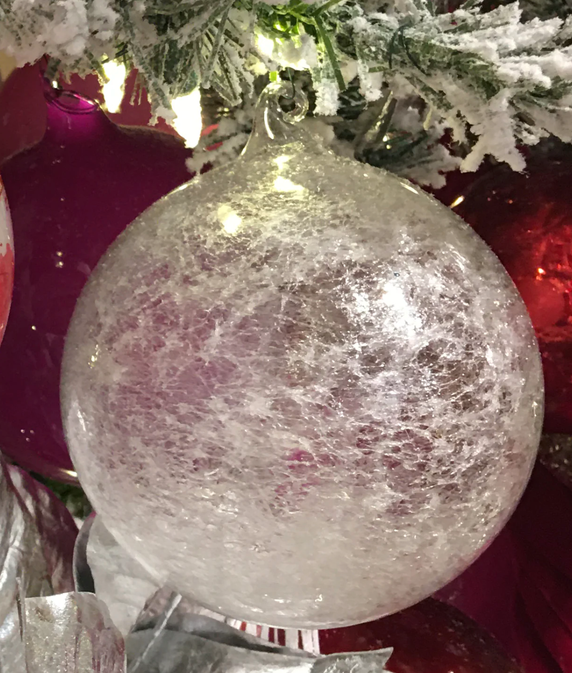 Jim Marvin Glass Snowball Ornament- 2 sizes