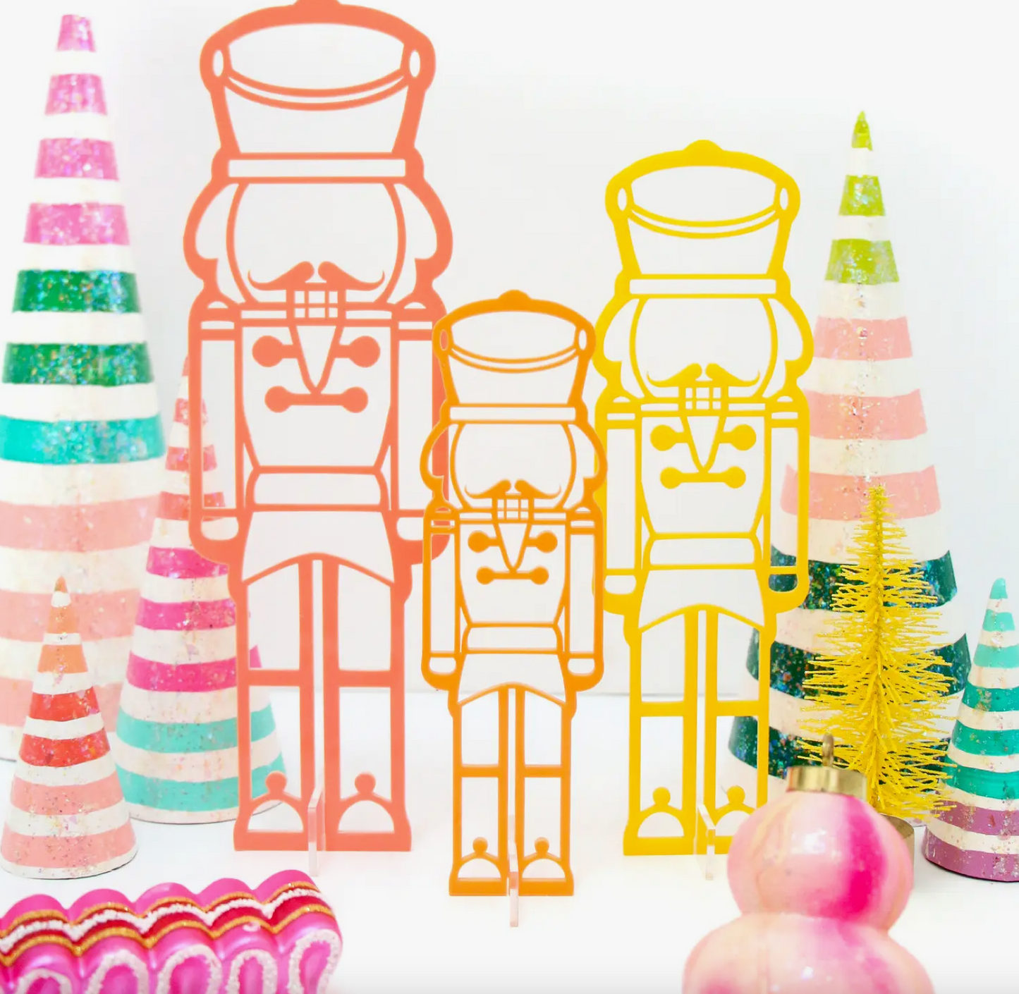 Coral and Yellow Acrylic Nutcracker Sets