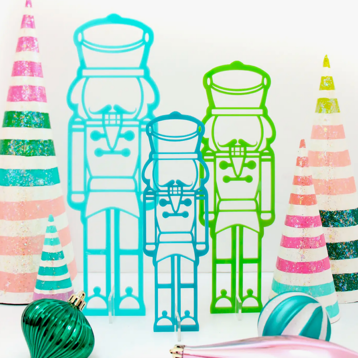 Green and Blue Acrylic Nutcracker Set