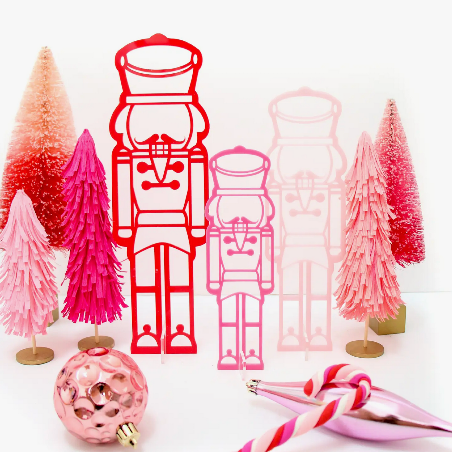 Red and Pink Acrylic Nutcracker Set