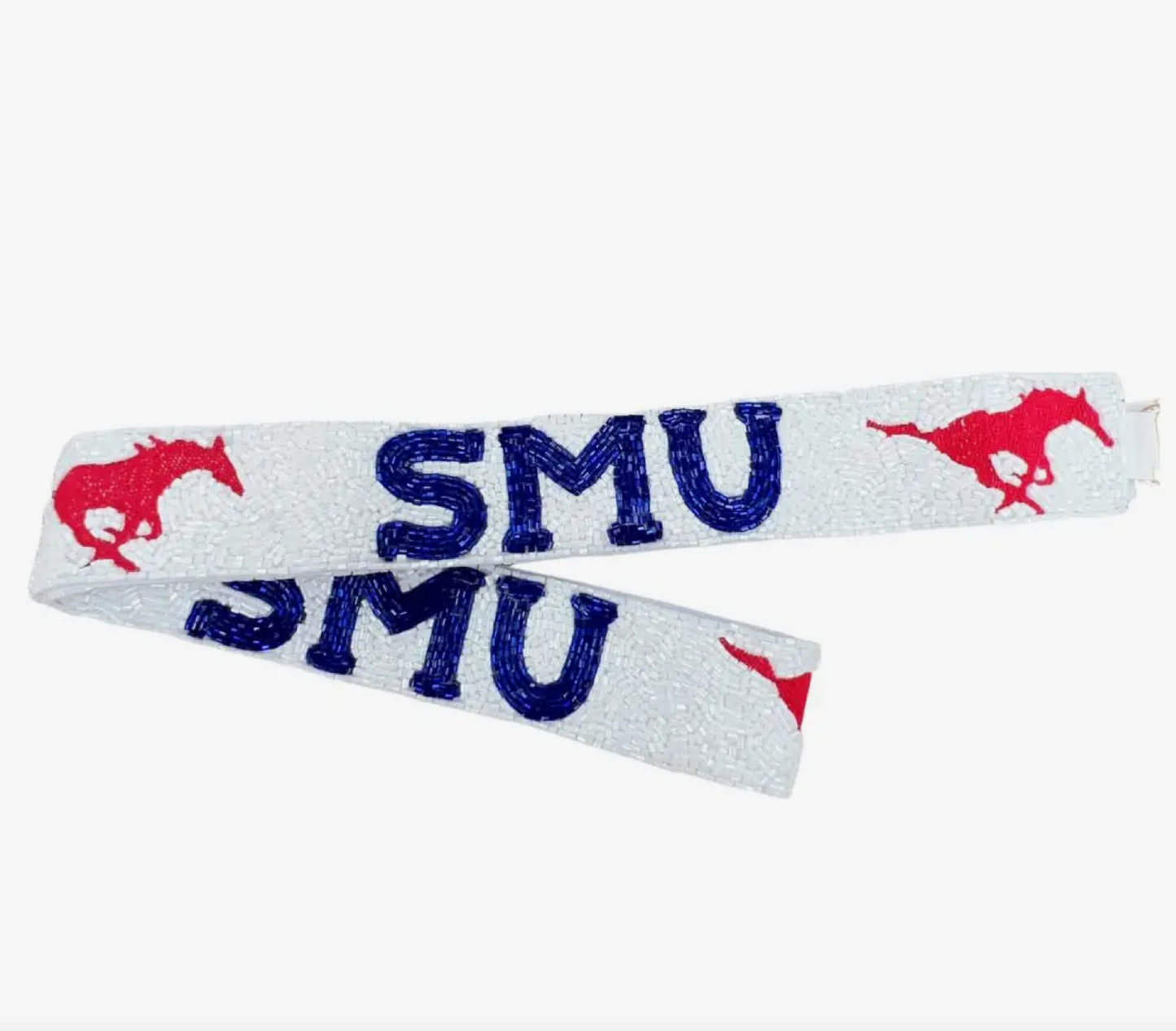 SMU Beaded Game Day Strap, White Base