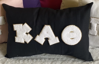 Greek Letter Chenille & Glitter Throw Pillow