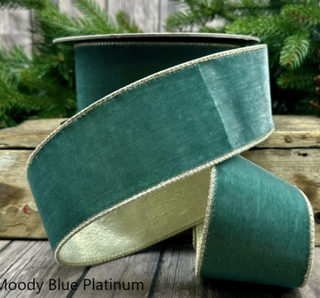 Lush Velvet with Platinum Backing Ribbon - Moody Blue 2.5x10Y