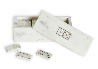 Blanc de Blanc Gold Dot Domino Set