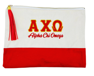 Embroidered Greek Letter Pouch