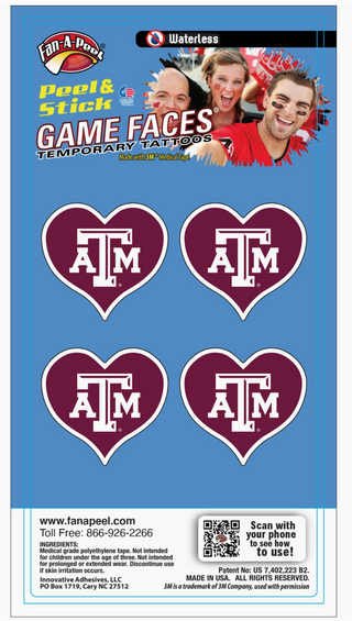Texas A&M Game Day Temporary Tattoos