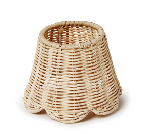 Rattan Lamp Shade Cover with Scallop Edge