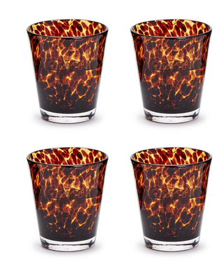 Tortoise Print Double Old Fashion Glass