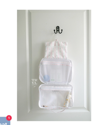 TRVL - Hanging Toiletry Bag - Ribbon Floral Pink