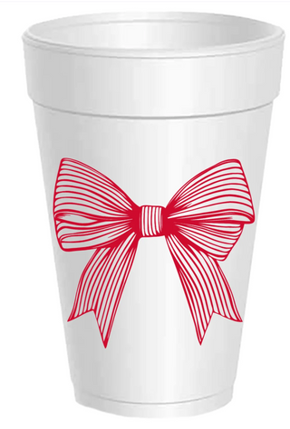 Striped Bow Styrofoam Cups
