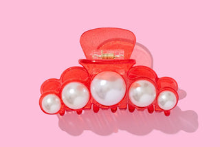 Red & Pearl Claw Clip